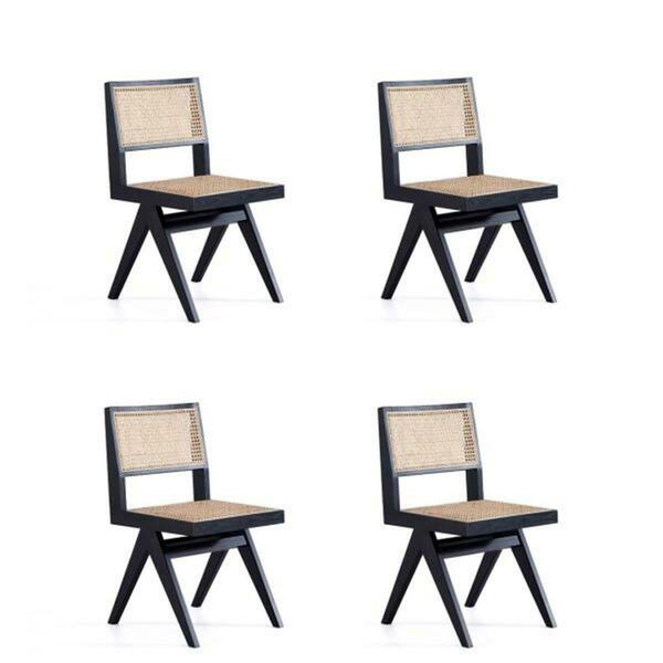 Designed To Furnish Hamlet Dining Chair, Black & Natural Cane, 4PK DE3064601